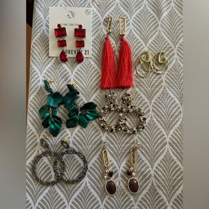 Forever 21 Vibrant Red and Elegant Gold Earring Collection